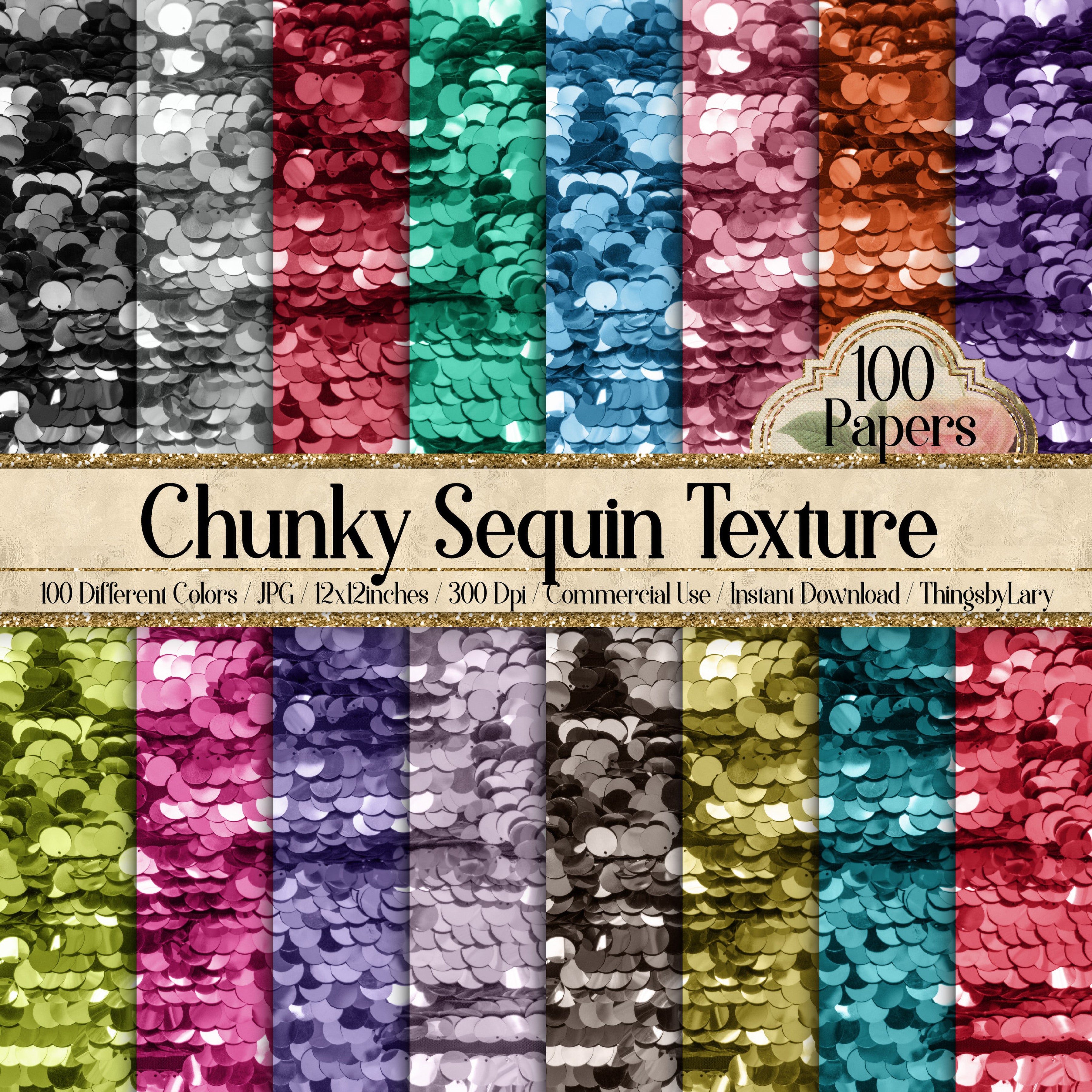 100 Chunky Sequin Texure Digital Papers