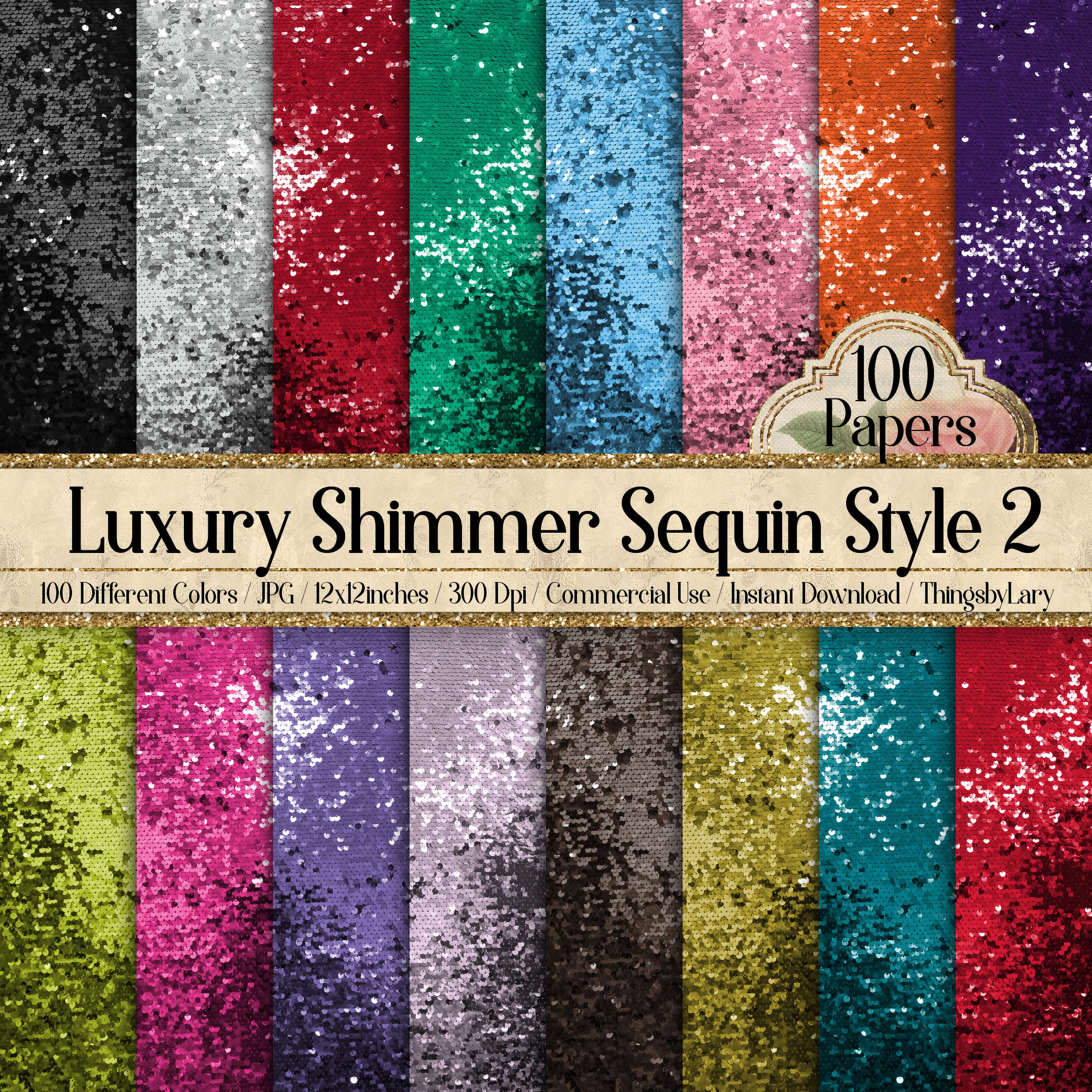 100 Luxury Shimmer Sequin Style 2 Digital Papers