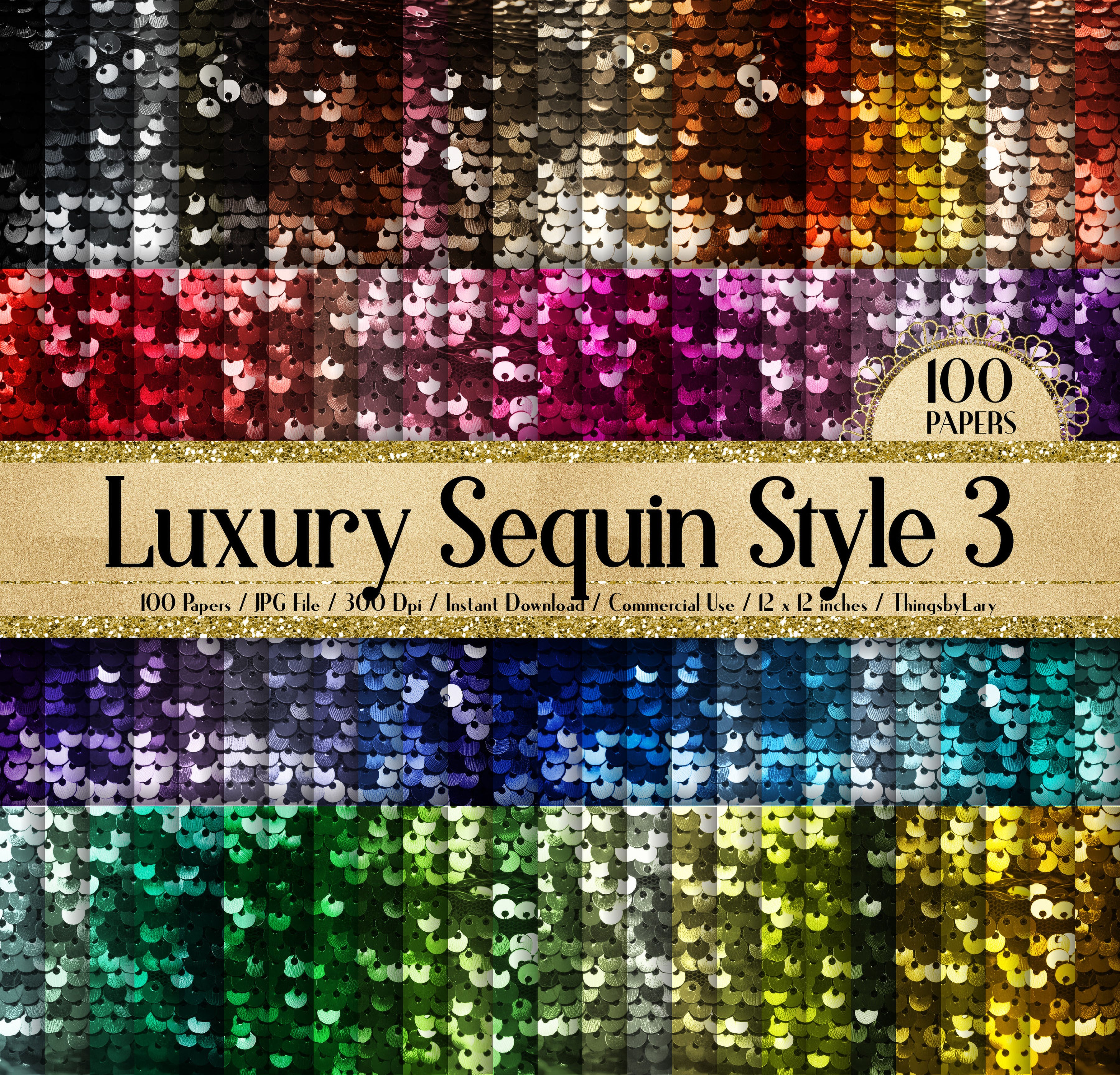 100 Luxury Shimmer Sequin Style 3 Digital Papers