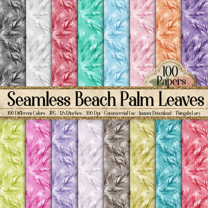 100 Seamless Beach Palm Leaves Digital Papers