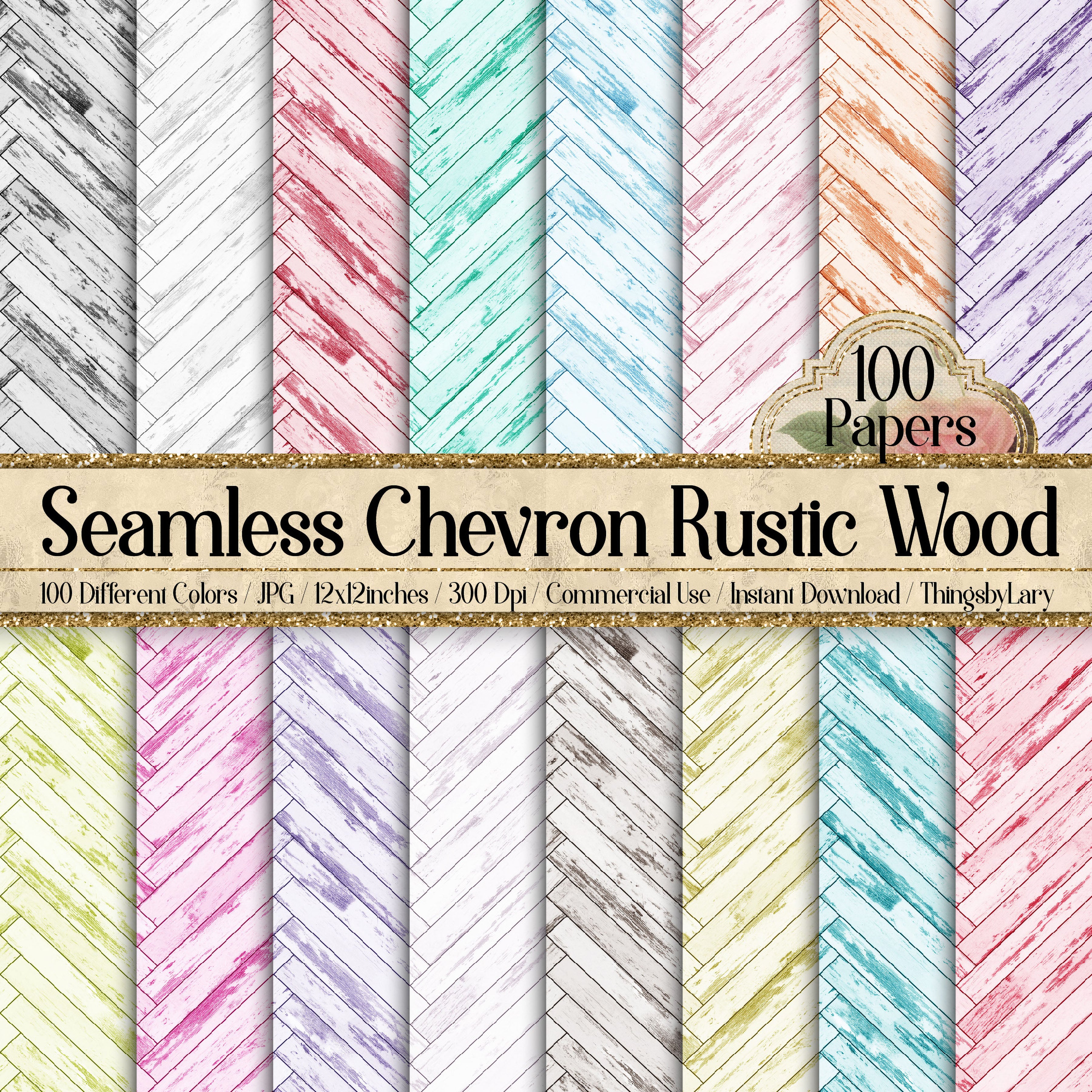 100 Seamless Chevron Rustic Wood Digital Papers