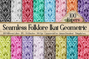 100 Seamless Folklore Ikat Geometric Digital Papers