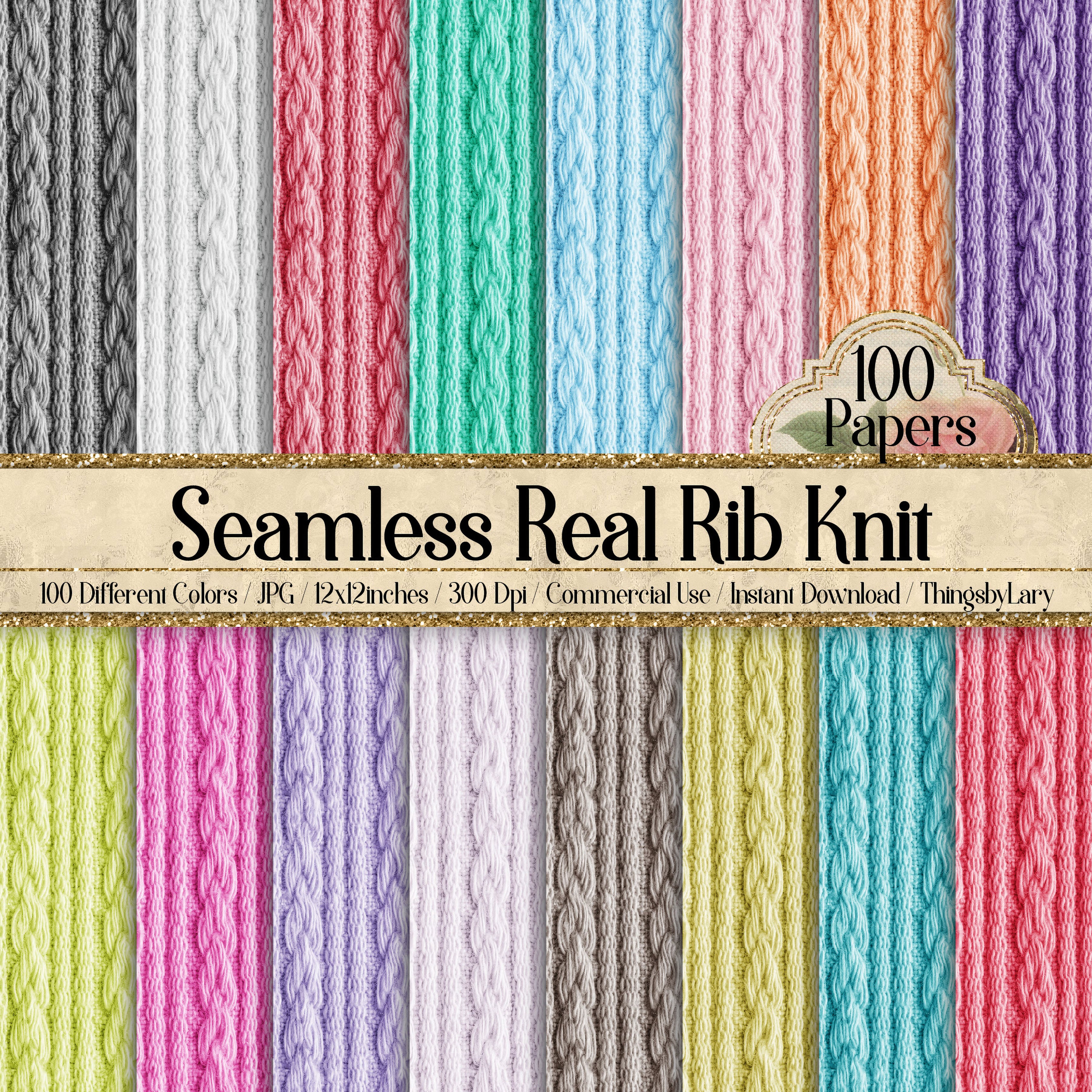 100 Seamless Real Rib Knit Sweater Digital Papers