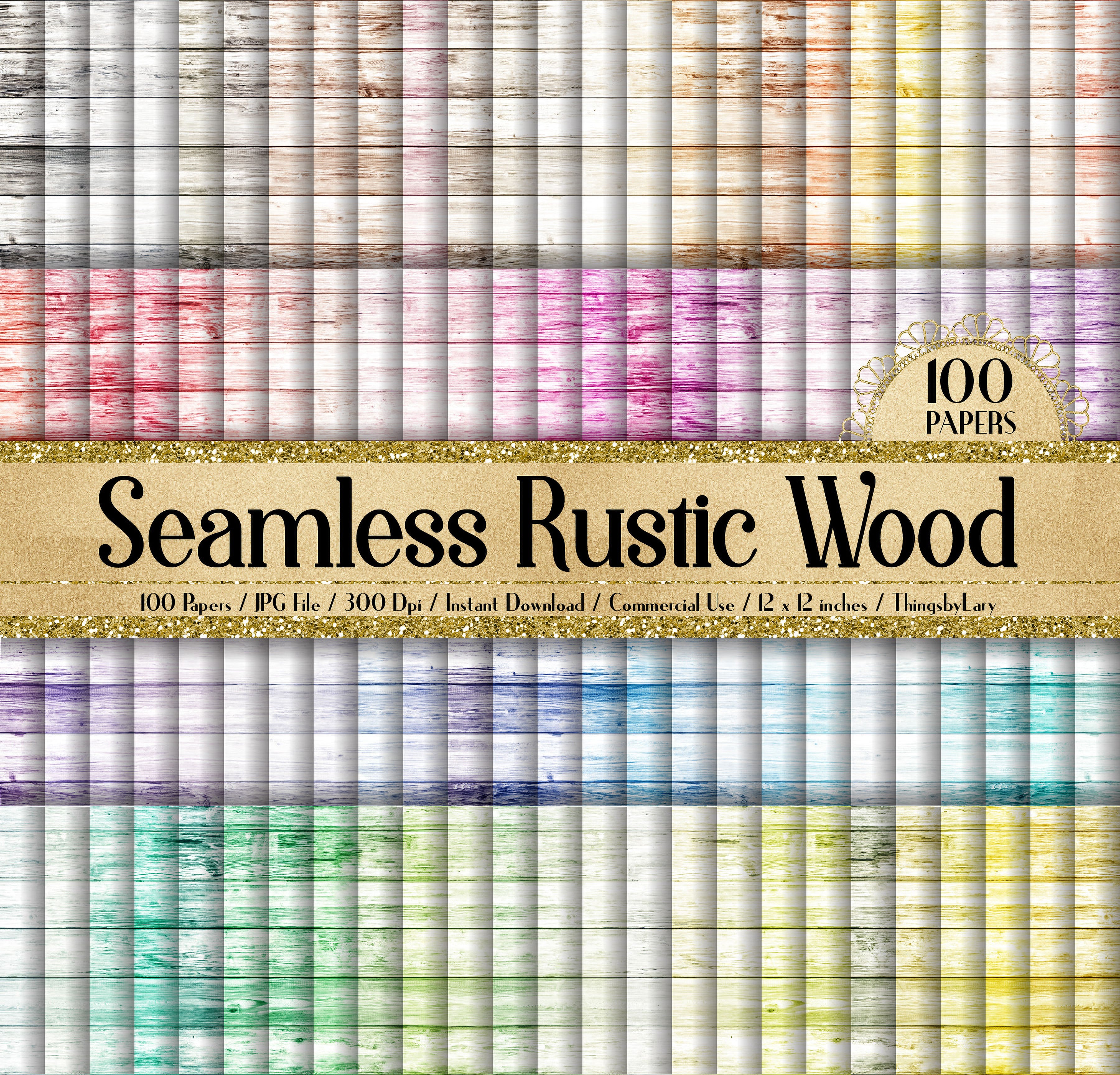 100 Seamless Rustic Wood Digital Papers