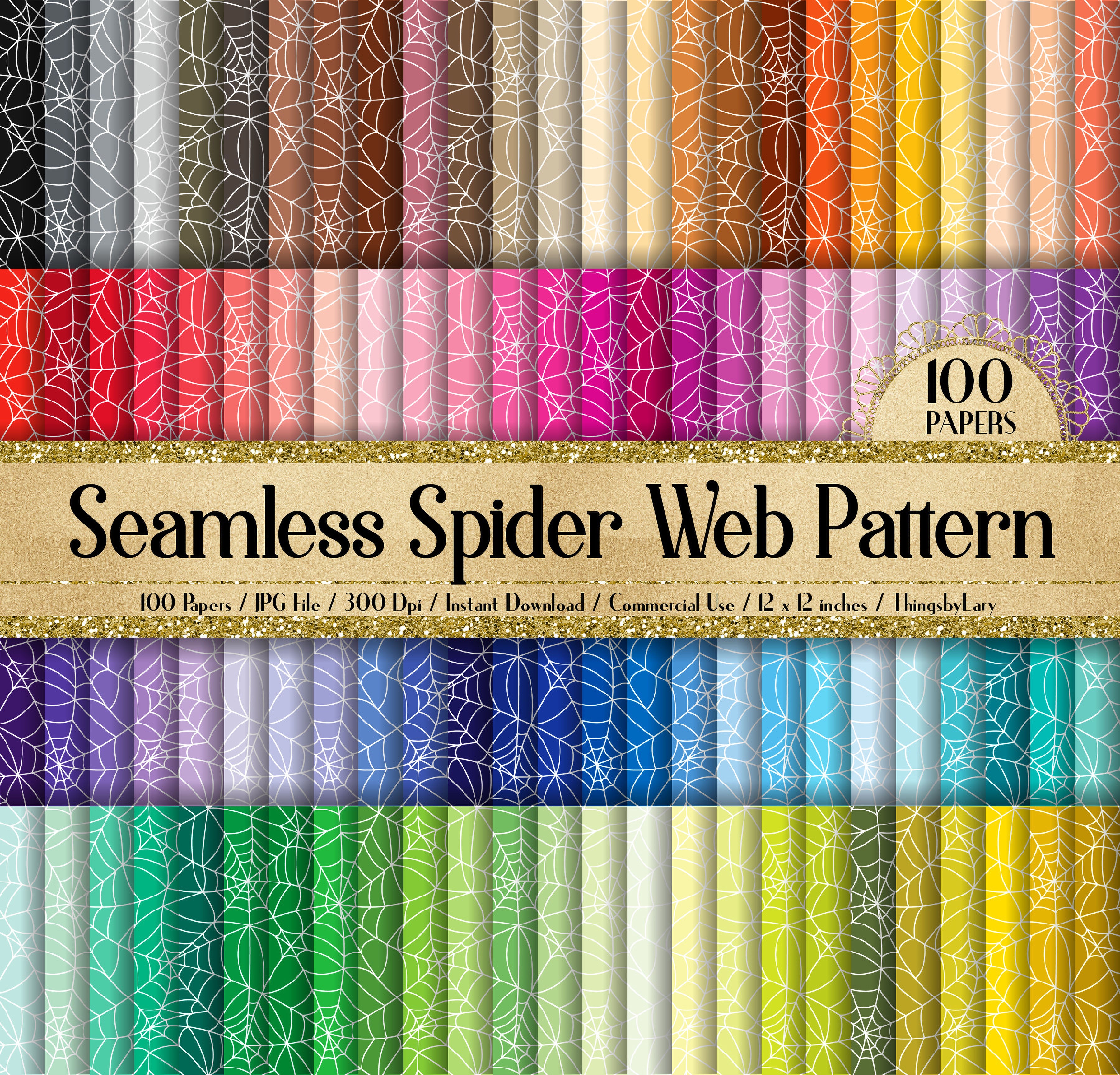 100 Seamless Spider Web Pattern Digital Papers