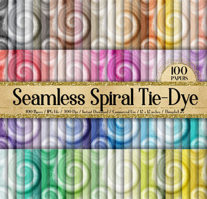 100 Seamless Spiral Tie Dye Digital Papers