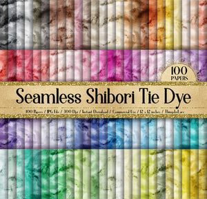 100 Seamless Watercolor Shibori Tie Dye Digital Papers