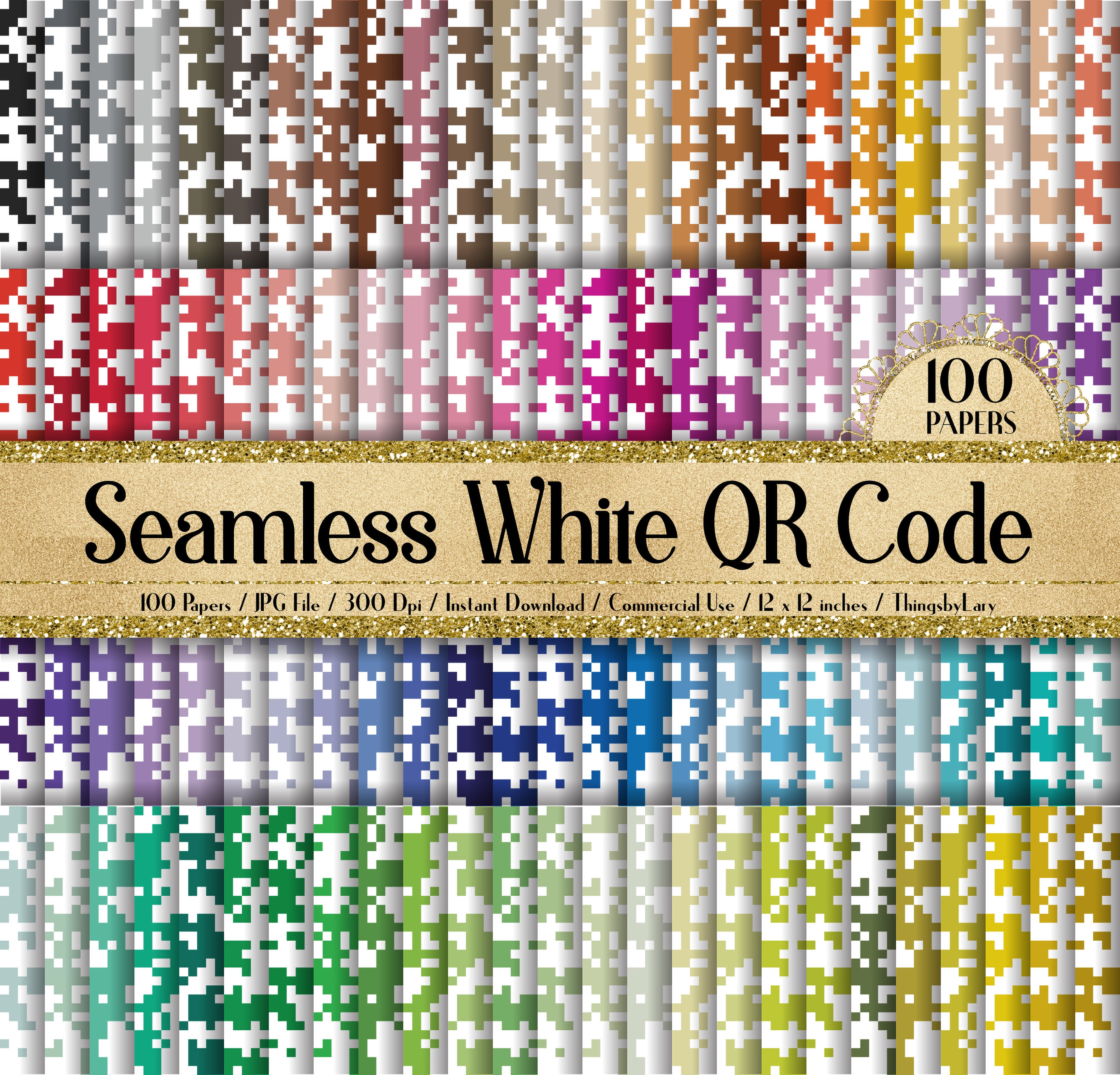 100 Seamless White QR Code Digital Papers
