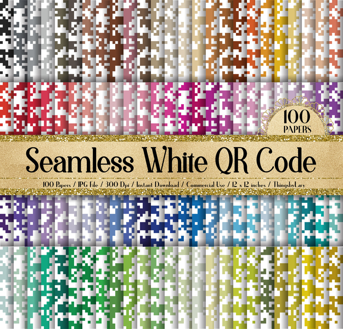 100 Seamless White QR Code Digital Papers – ThingsbyLary