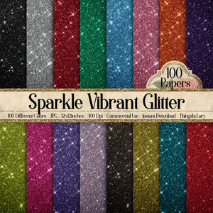 100 Sparkle Vibrant Glitter Digital Papers