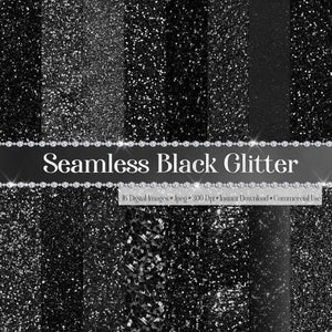 16 Seamless Black Glitter Digital Papers