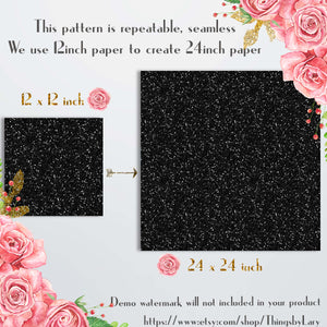 16 Seamless Black Glitter Digital Papers