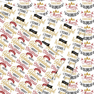 16 Seamless Christmas Greeting Typography Digital Papers