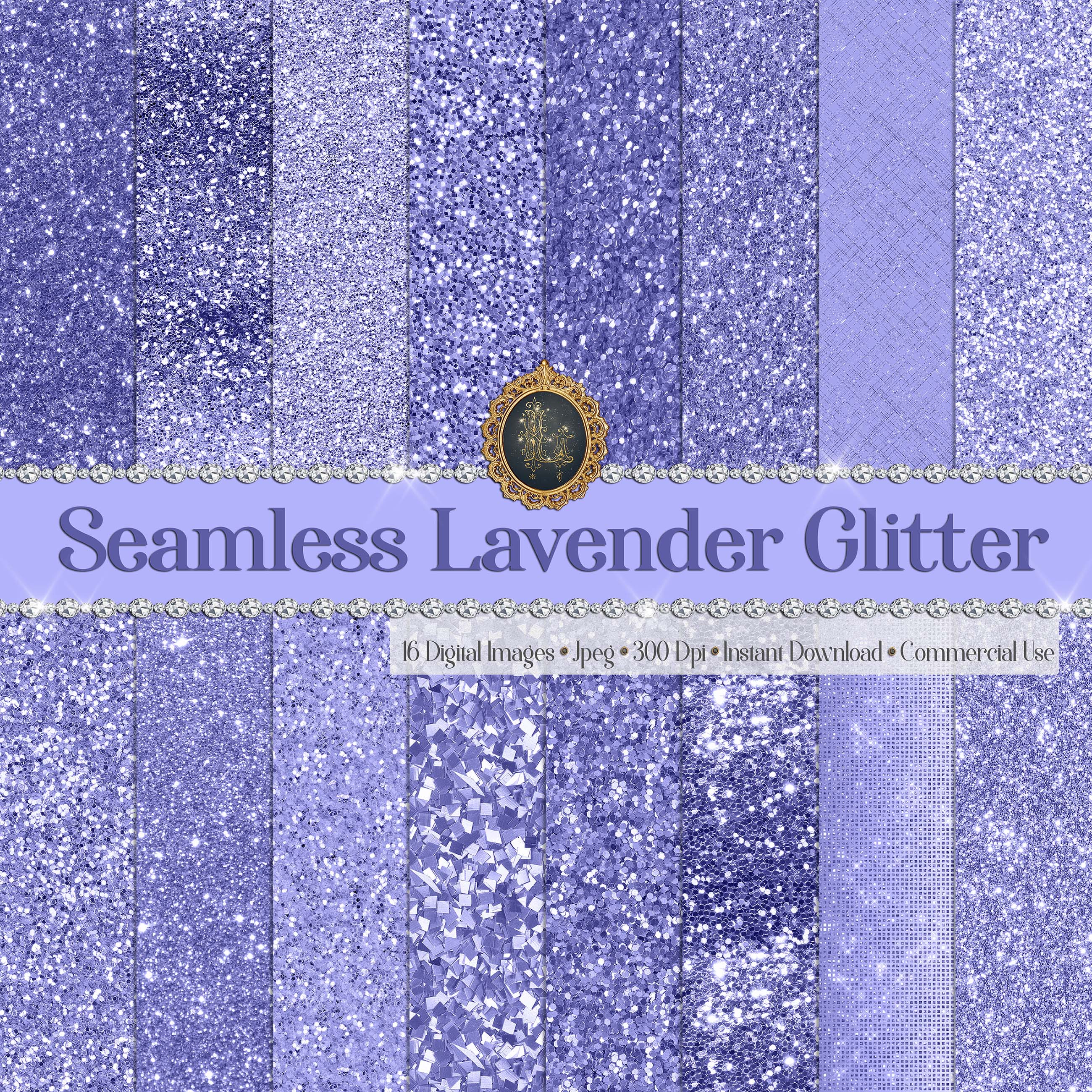16 Seamless Lavender Glitter Digital Papers