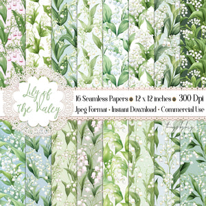 16 Seamless Lily of the Valley Flower Digital Papers