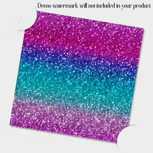 16 Seamless Ombre Blue Pink Purple Magical Unicorn Mermaid  Glitter Digital Papers