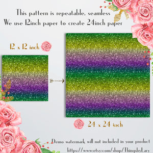 16 Seamless Ombre Mardi Gras Brazilian Carnival Glitter Digital Papers