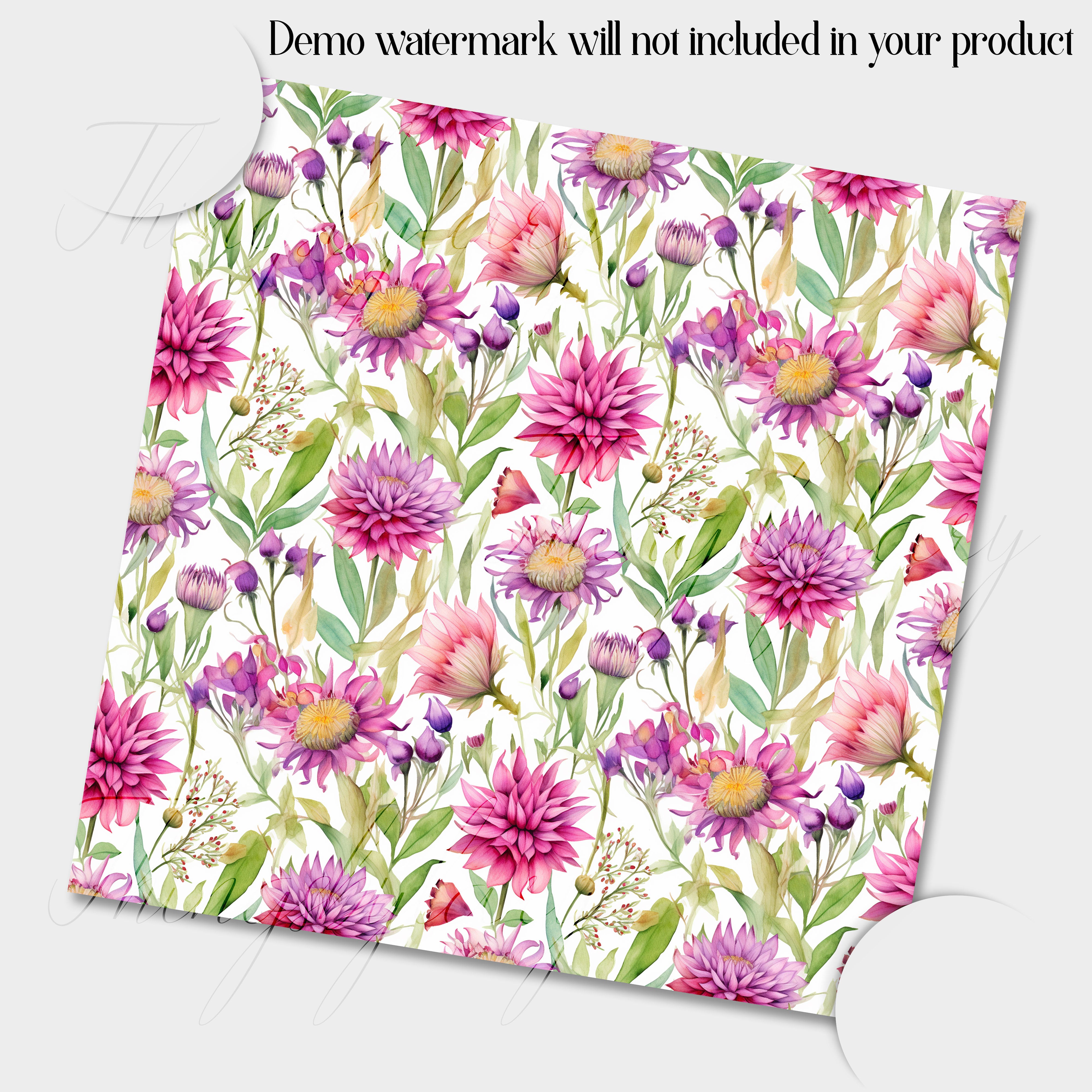 16 Seamless Pink Spring Summer Wildflower Digital Papers