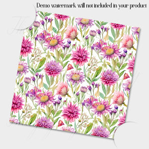 16 Seamless Pink Spring Summer Wildflower Digital Papers