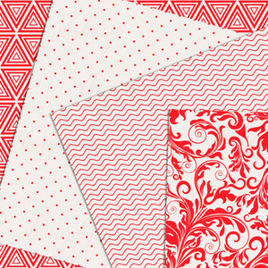 16 Seamless Red and Cream Luxury Basic Pattern Digital Papers