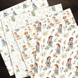 16 Seamless Watercolor Anne with an E of Green Gables Papers