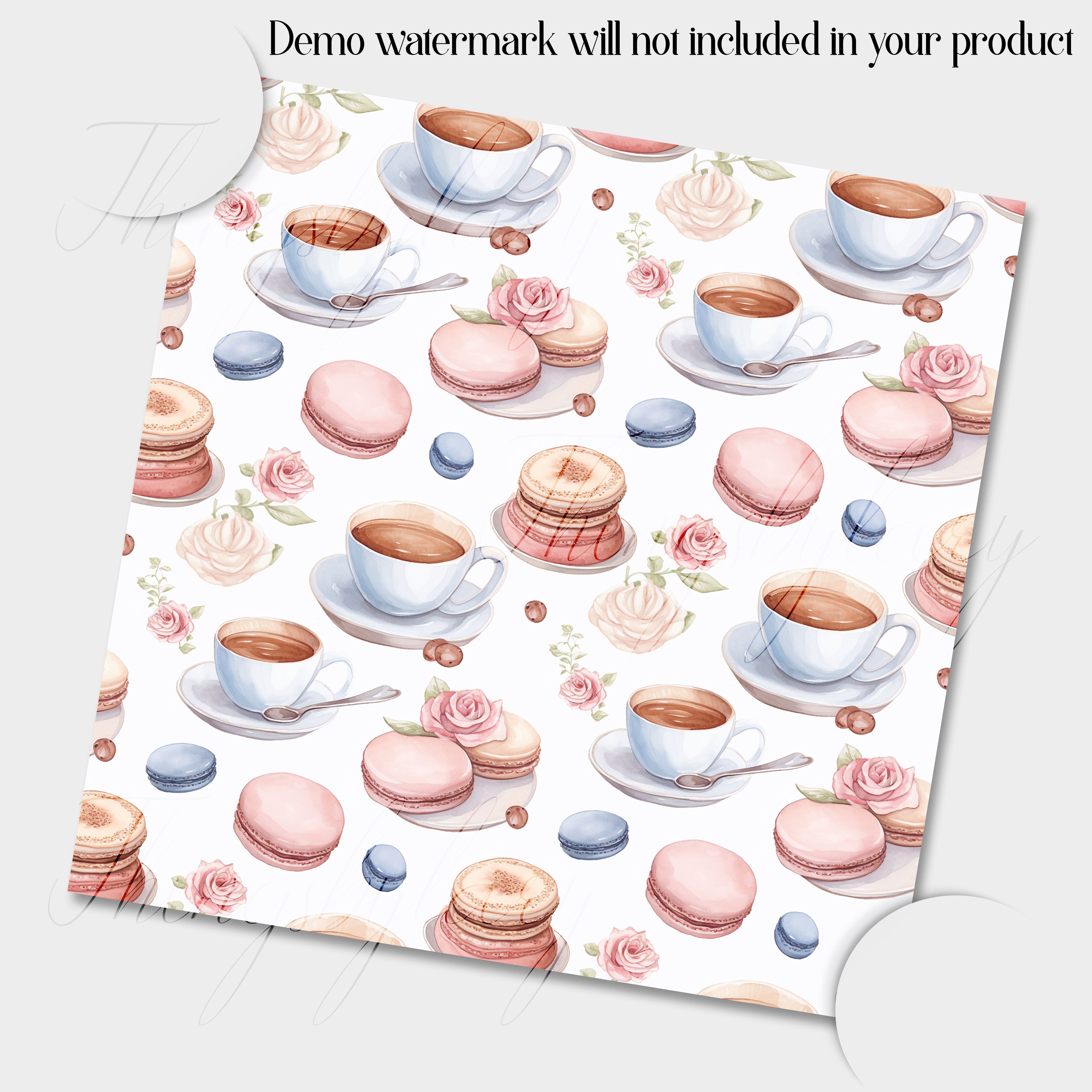 16 Seamless Watercolor Coffee Time Breaktime Digital Papers