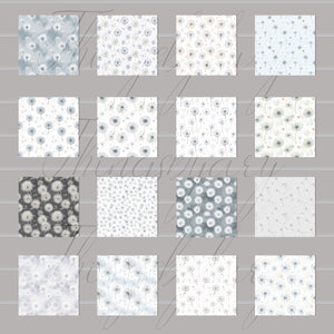 16 Seamless Watercolor Falling White Dandelion Digital Papers