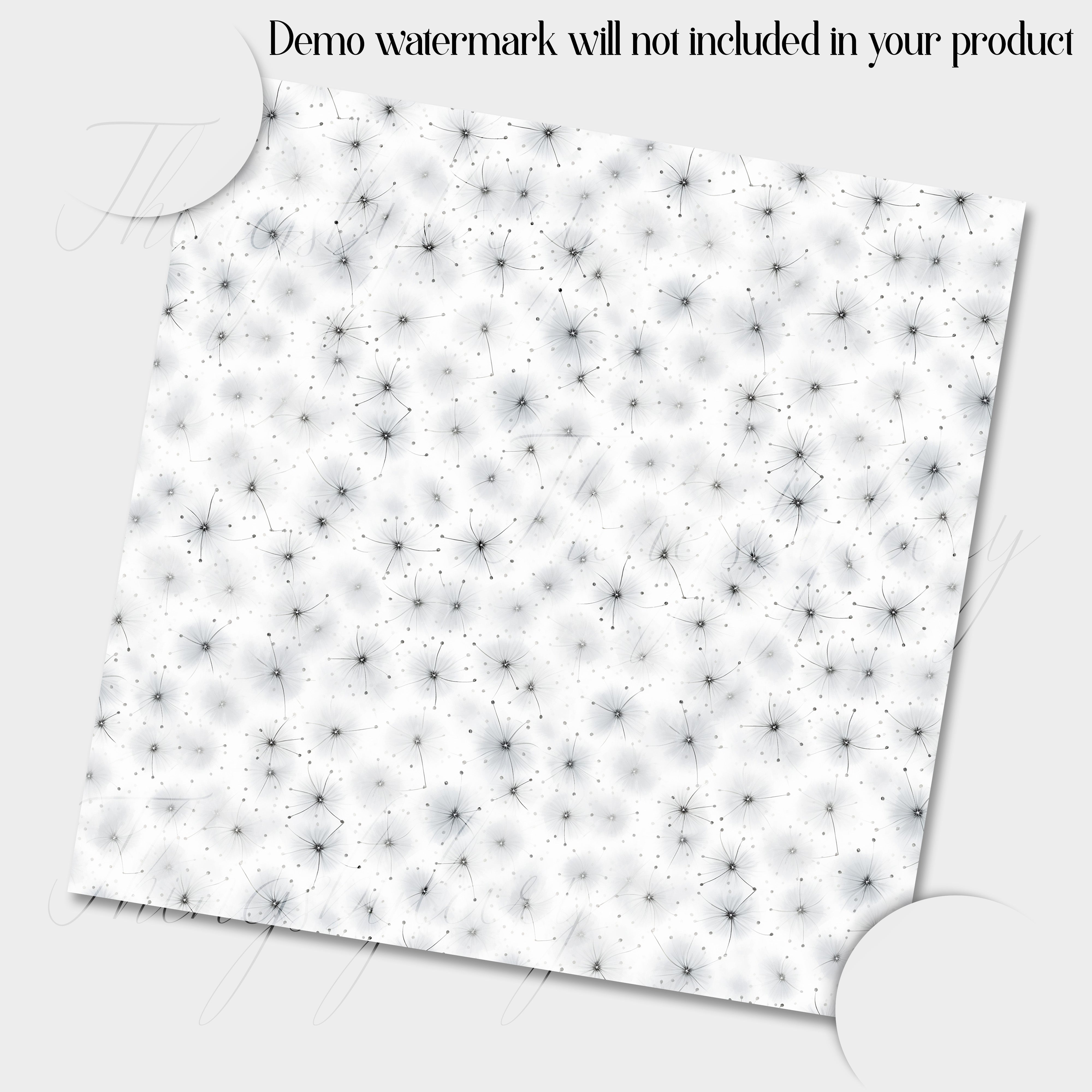 16 Seamless Watercolor Falling White Dandelion Digital Papers