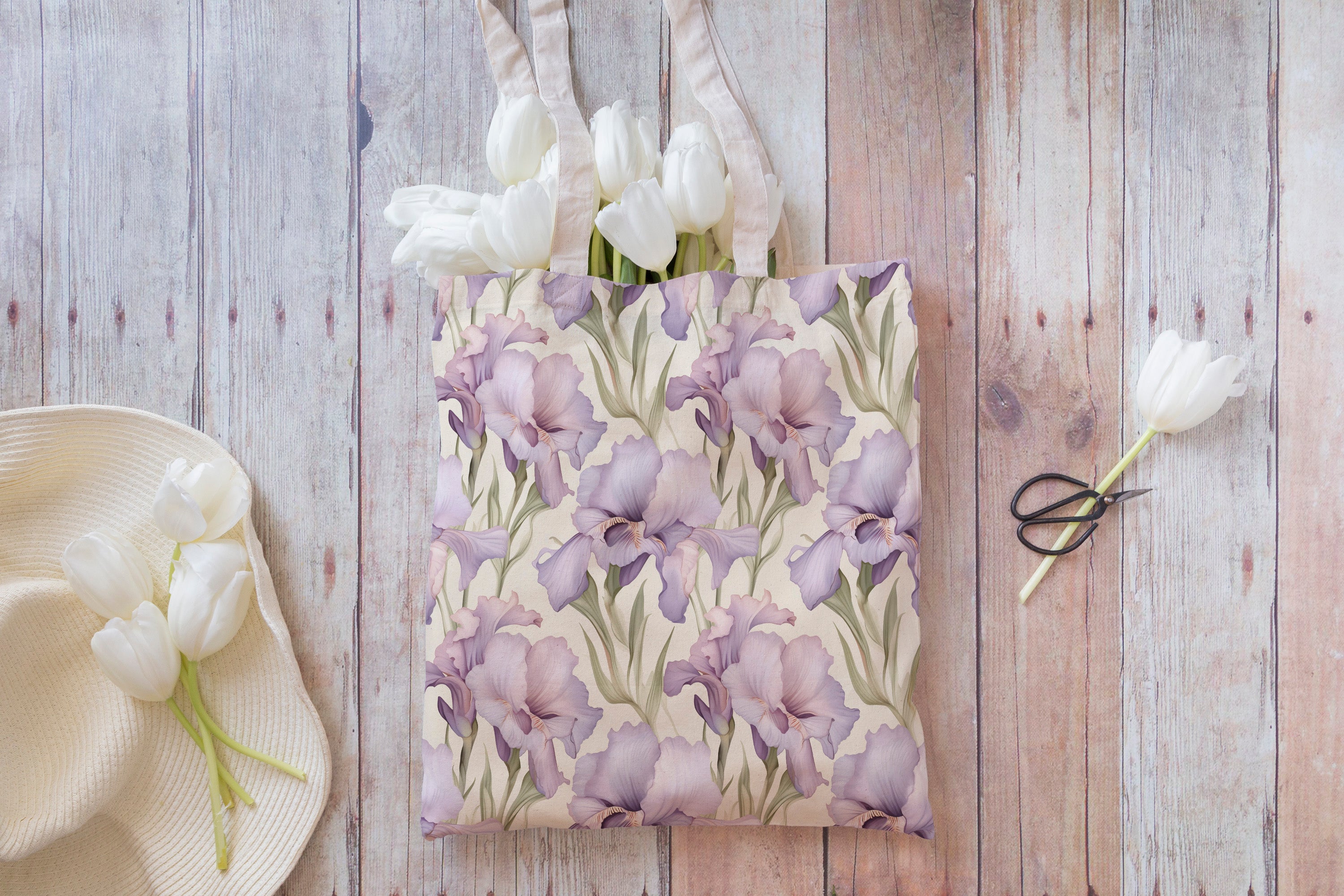 16 Seamless Watercolor Purple Iris Flowers Digital Papers