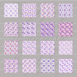 16 Seamless Watercolor Lilac Pink Purple Peonies Digital Papers