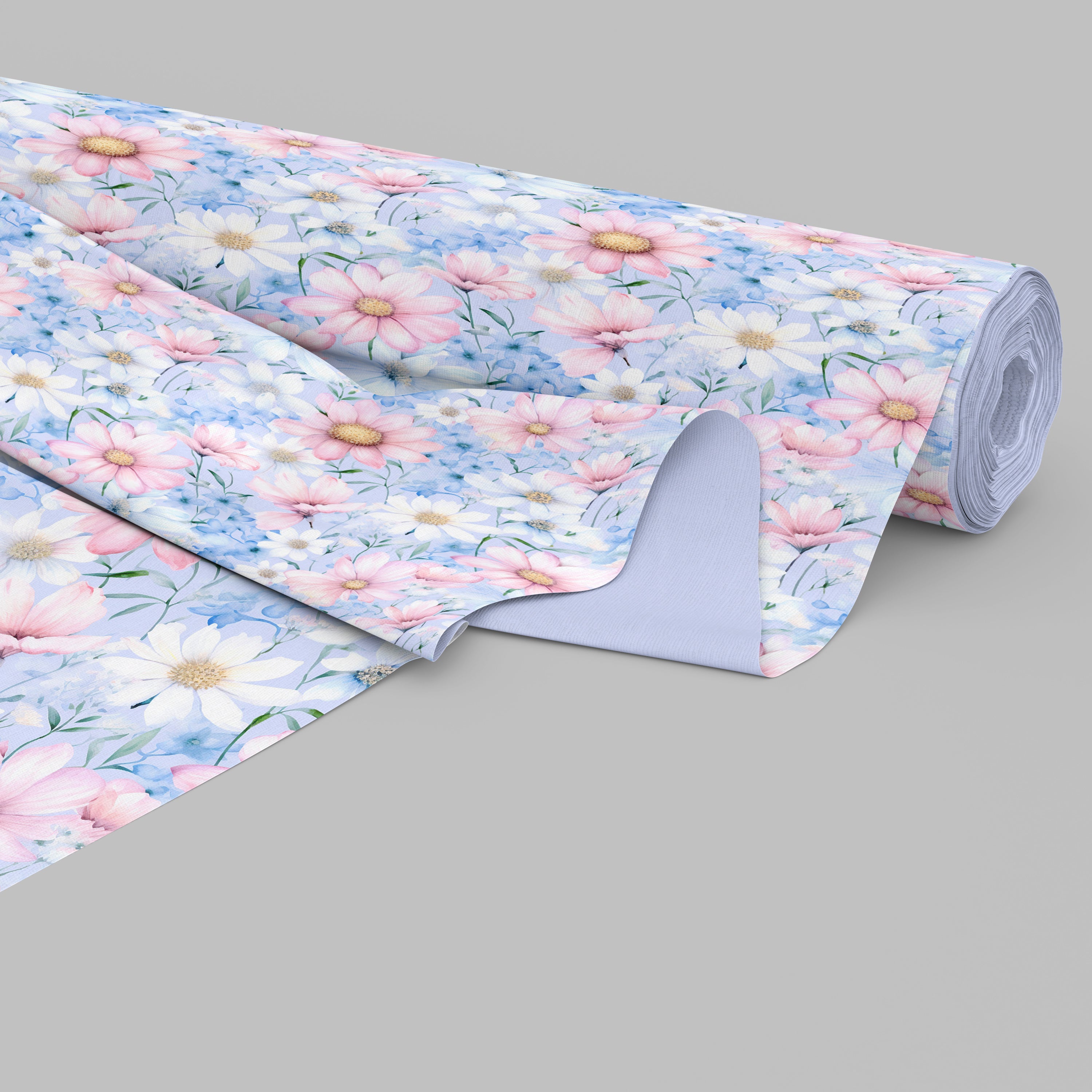 16 Seamless Watercolor Pink and Baby Blue Flowers Digital Papers