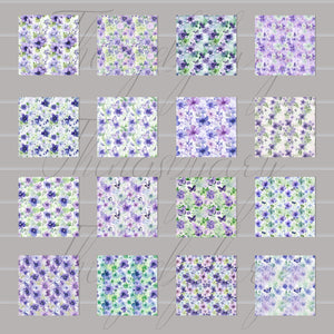 16 Seamless Watercolor Romantic Lilac Flowers Digital Papers