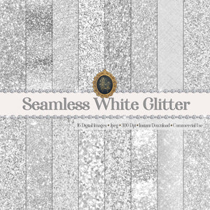 16 Seamless White Glitter Silver Glitter Winter Glitter Digital Papers