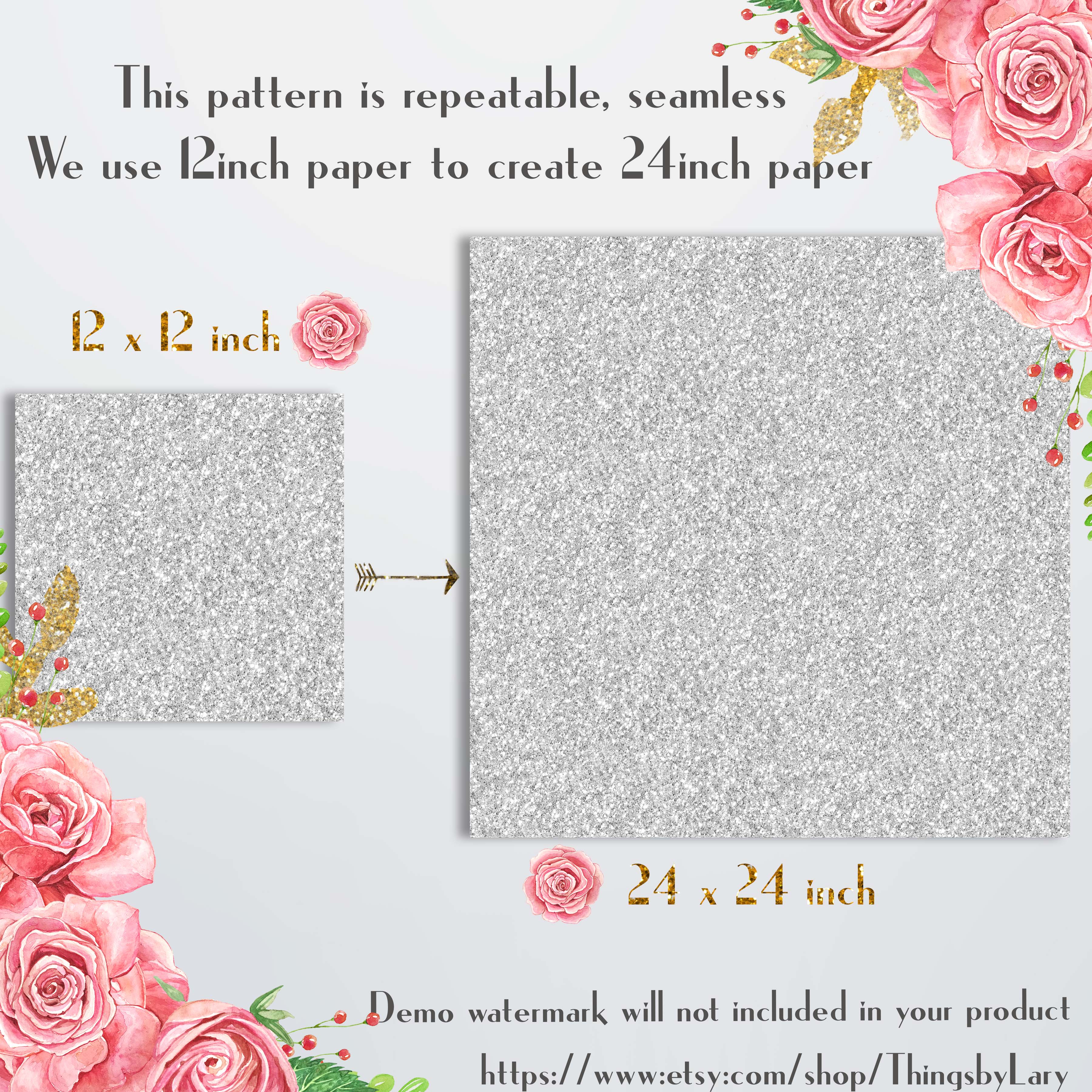 16 Seamless White Glitter Silver Glitter Winter Glitter Digital Papers