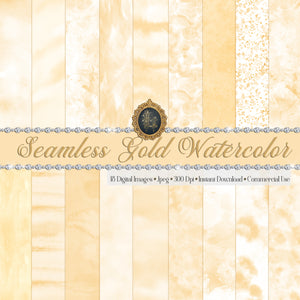 18 Seamless Gold Watercolor Digital Papers