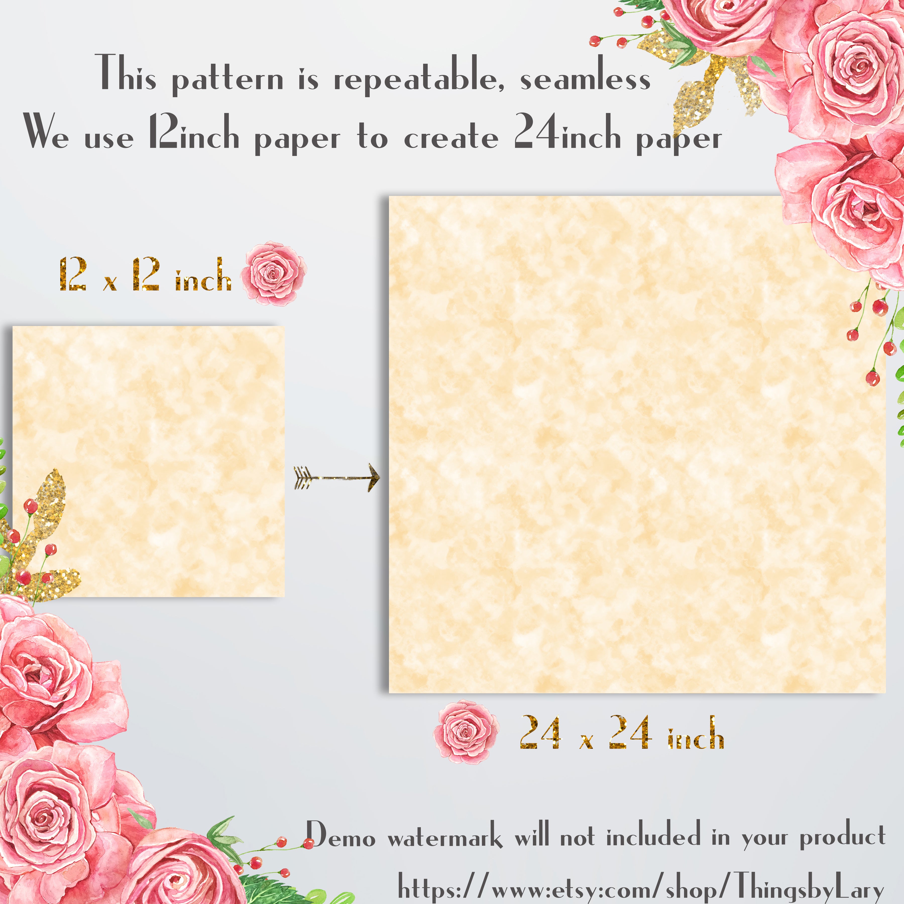 18 Seamless Gold Watercolor Digital Papers