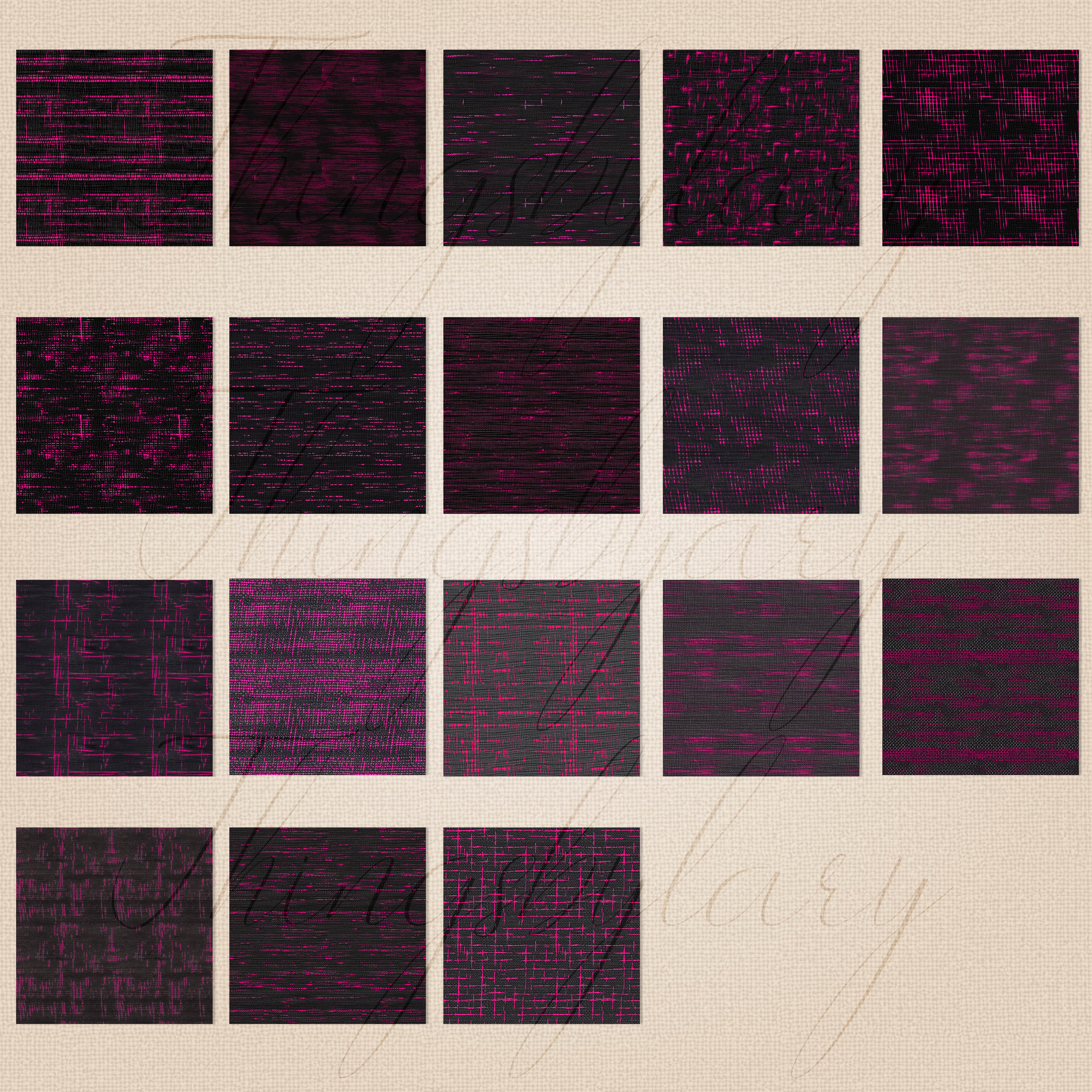 18 Seamless Pink Neon Scratchy Linen Fabric Digital Papers