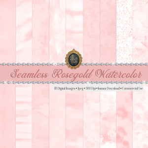 18 Seamless Rosegold Watercolor Digital Papers