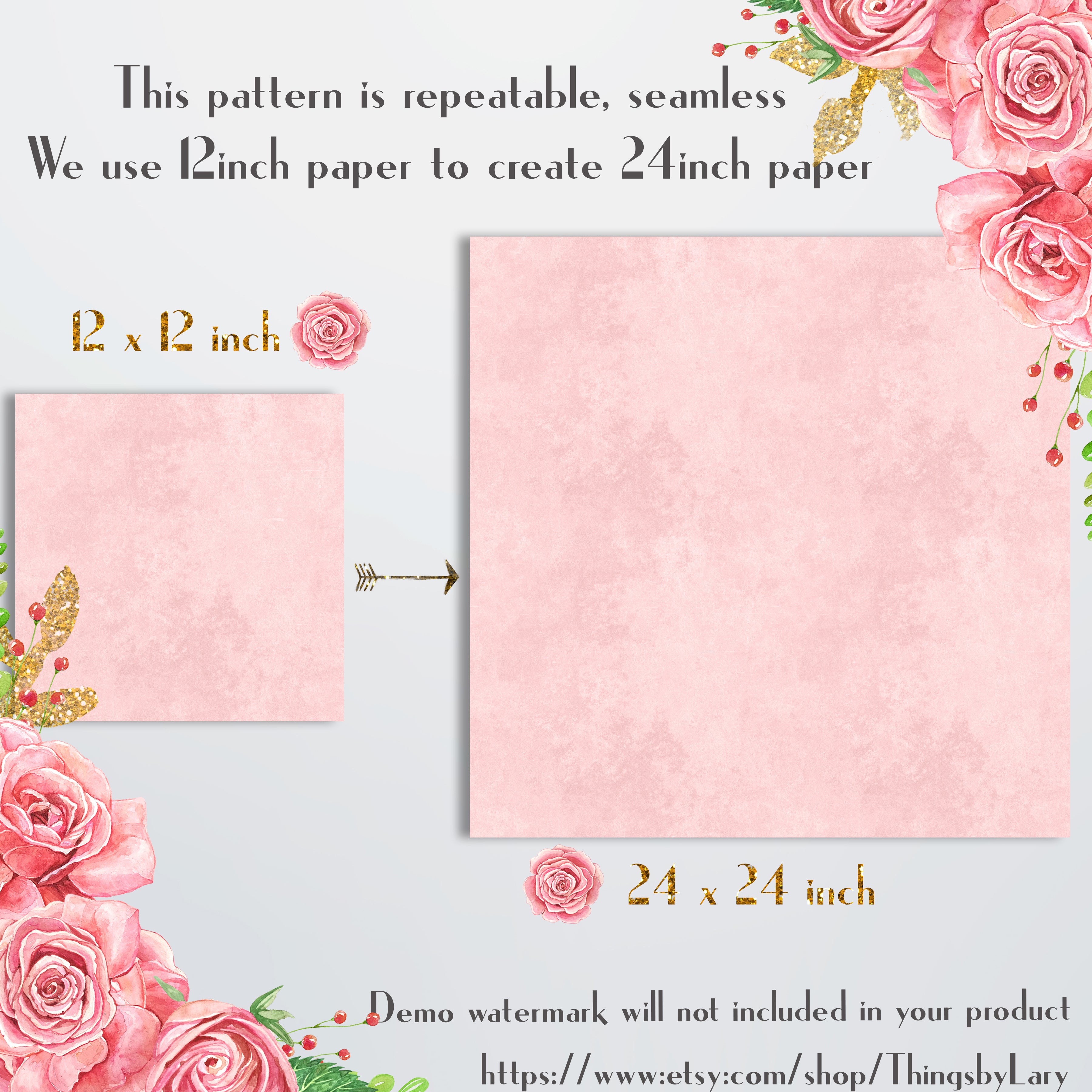 18 Seamless Rosegold Watercolor Digital Papers