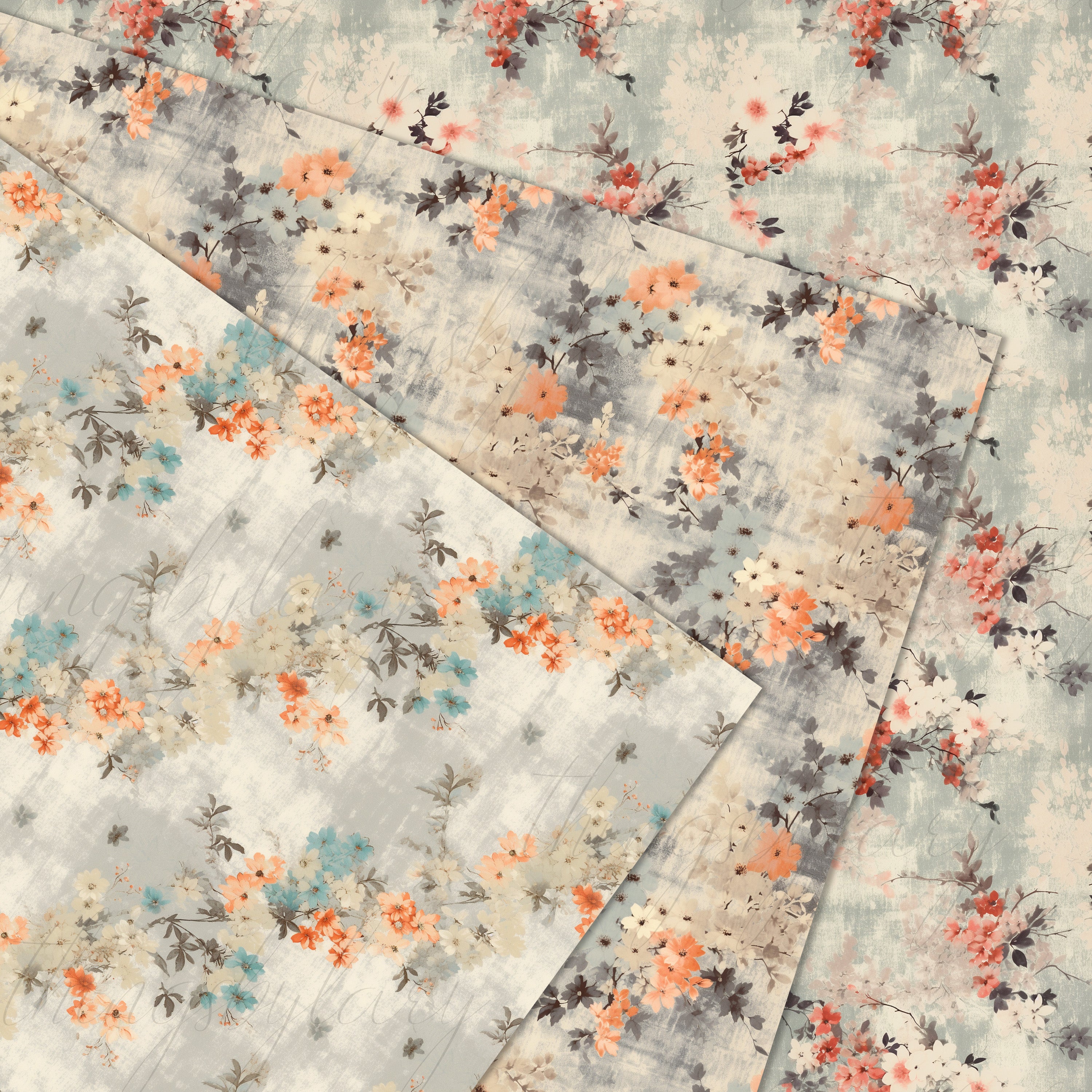 18 Seamless Vintage Mini Floral Digital Papers