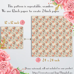 18 Seamless Vintage Mini Floral Digital Papers