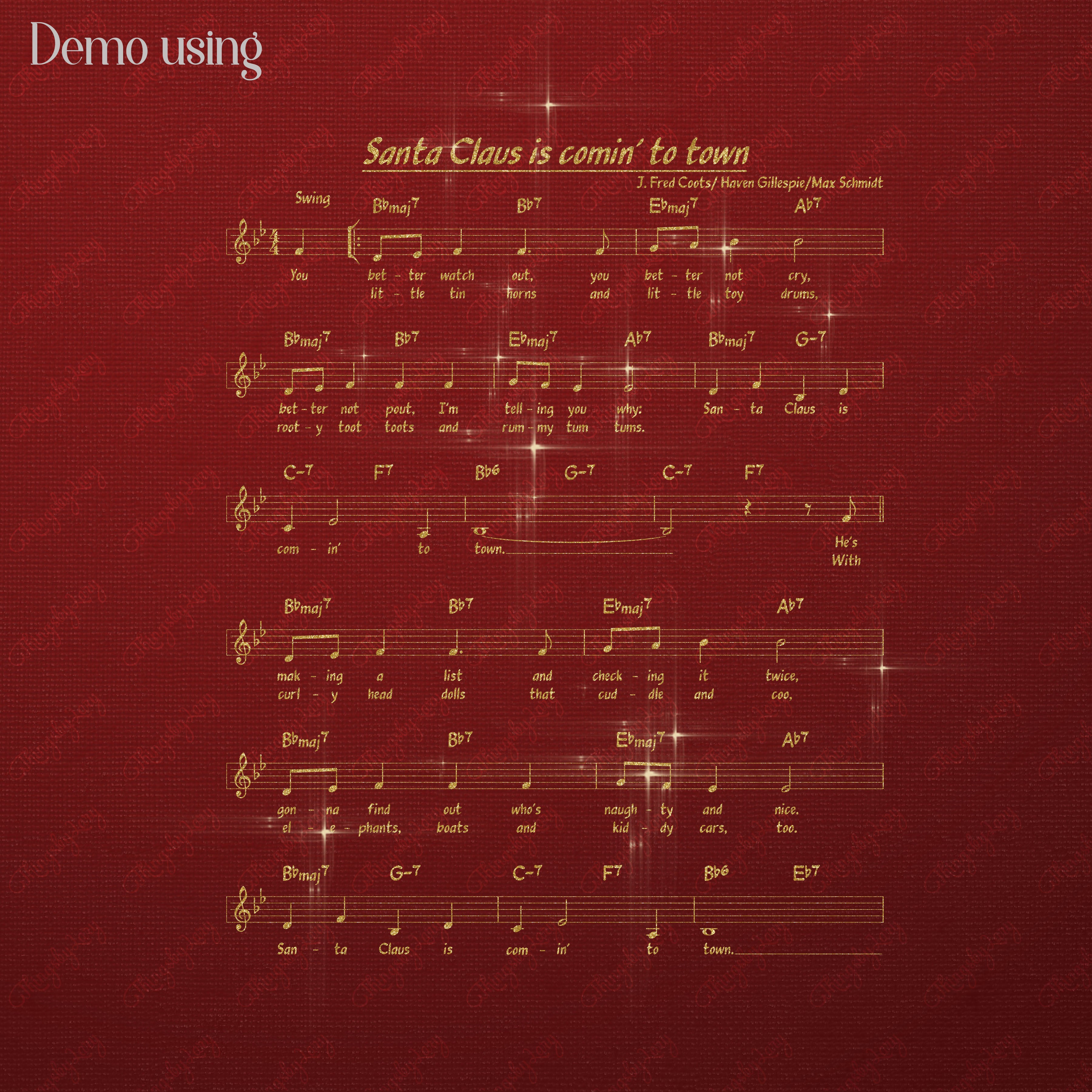20 Gold Glitter Christmas Songs Music Sheets Overlay PNG Images