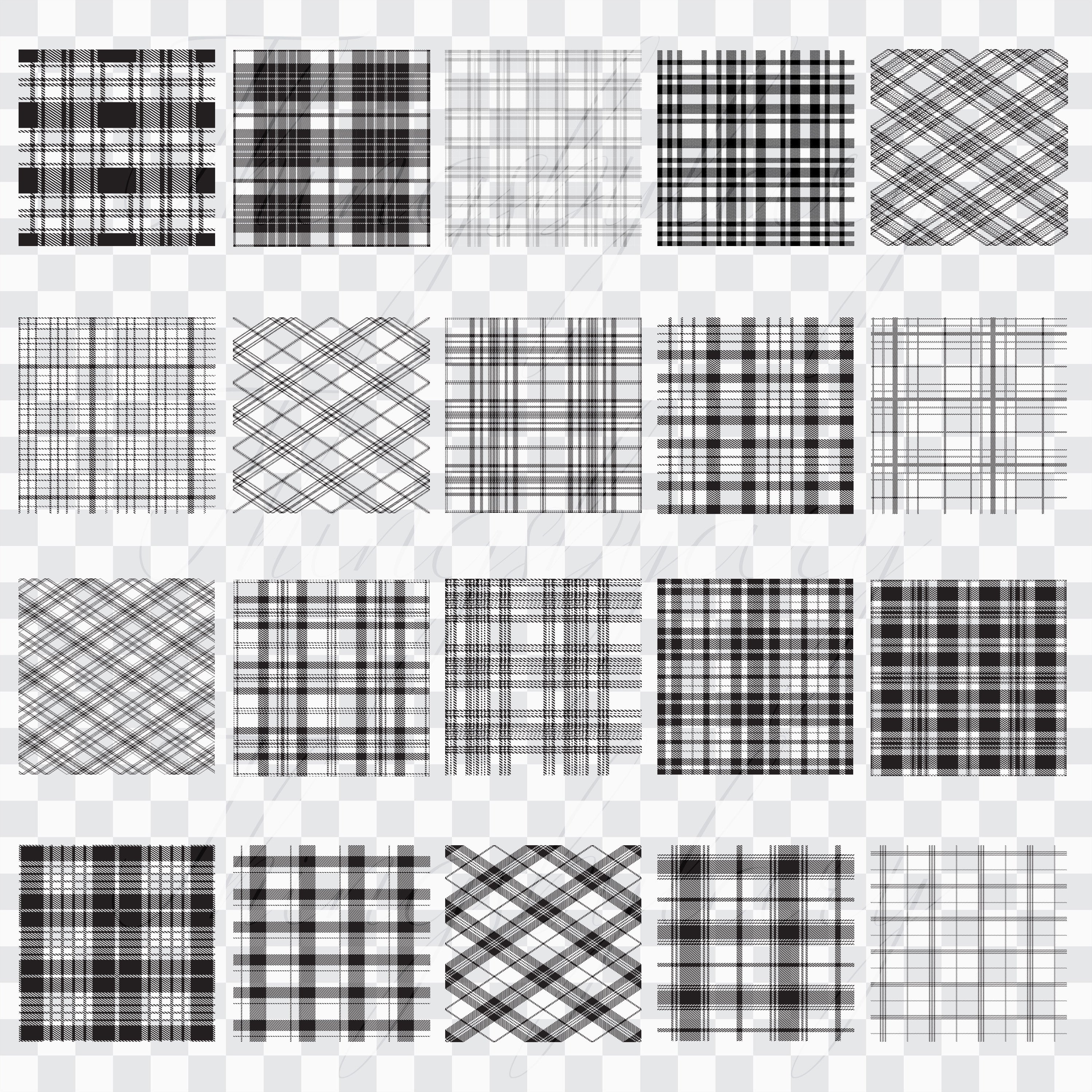 20 Seamless Black and White Plaid Overlays PNG Images