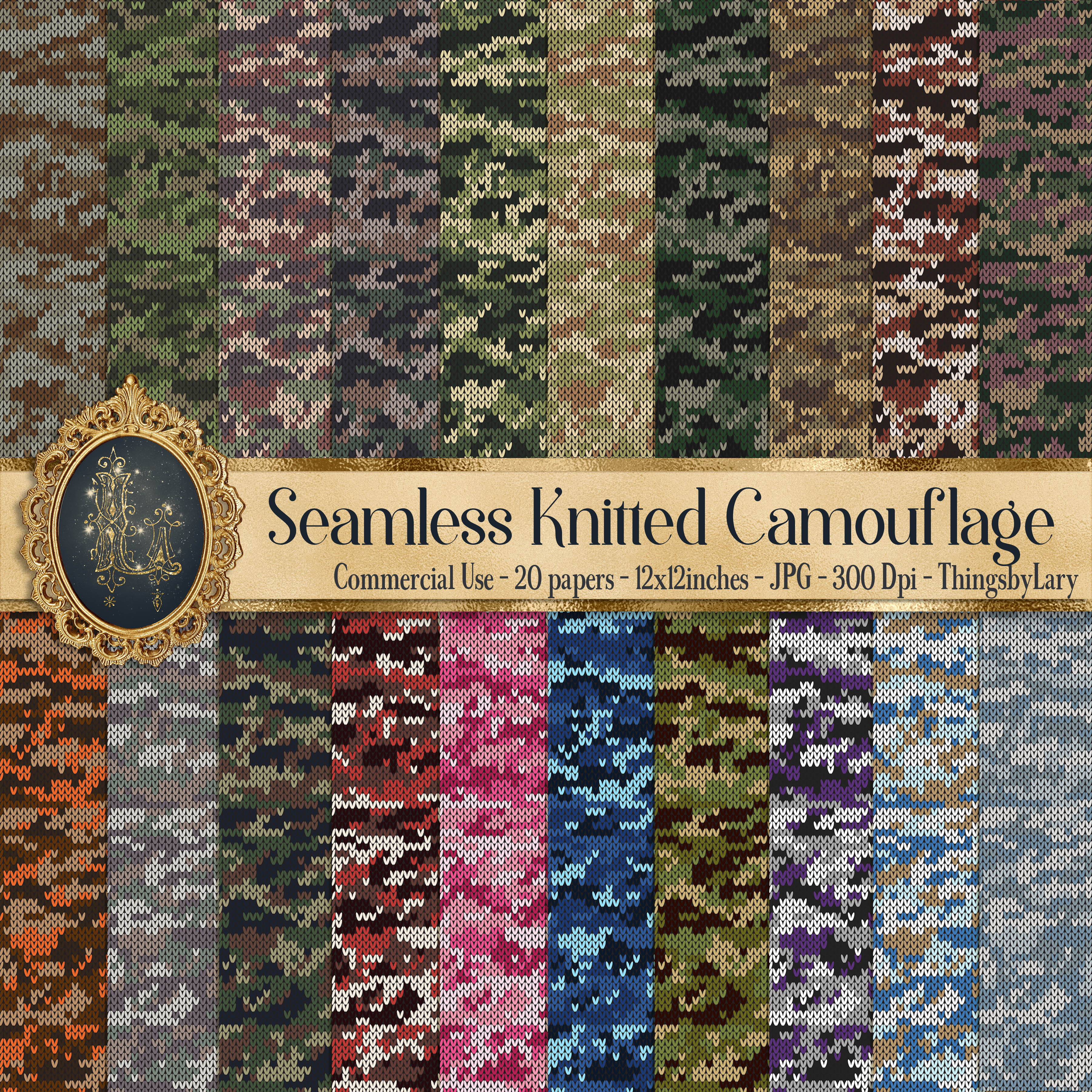 20 Seamless Knitted Camouflage Digital Papers