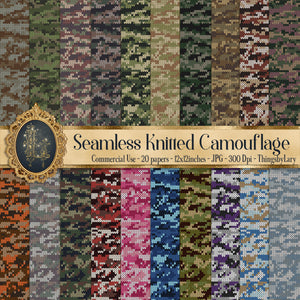 20 Seamless Knitted Camouflage Digital Papers