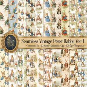 20 Seamless Vintage Peter Rabbit Children Books Ver 1 Digital Papers