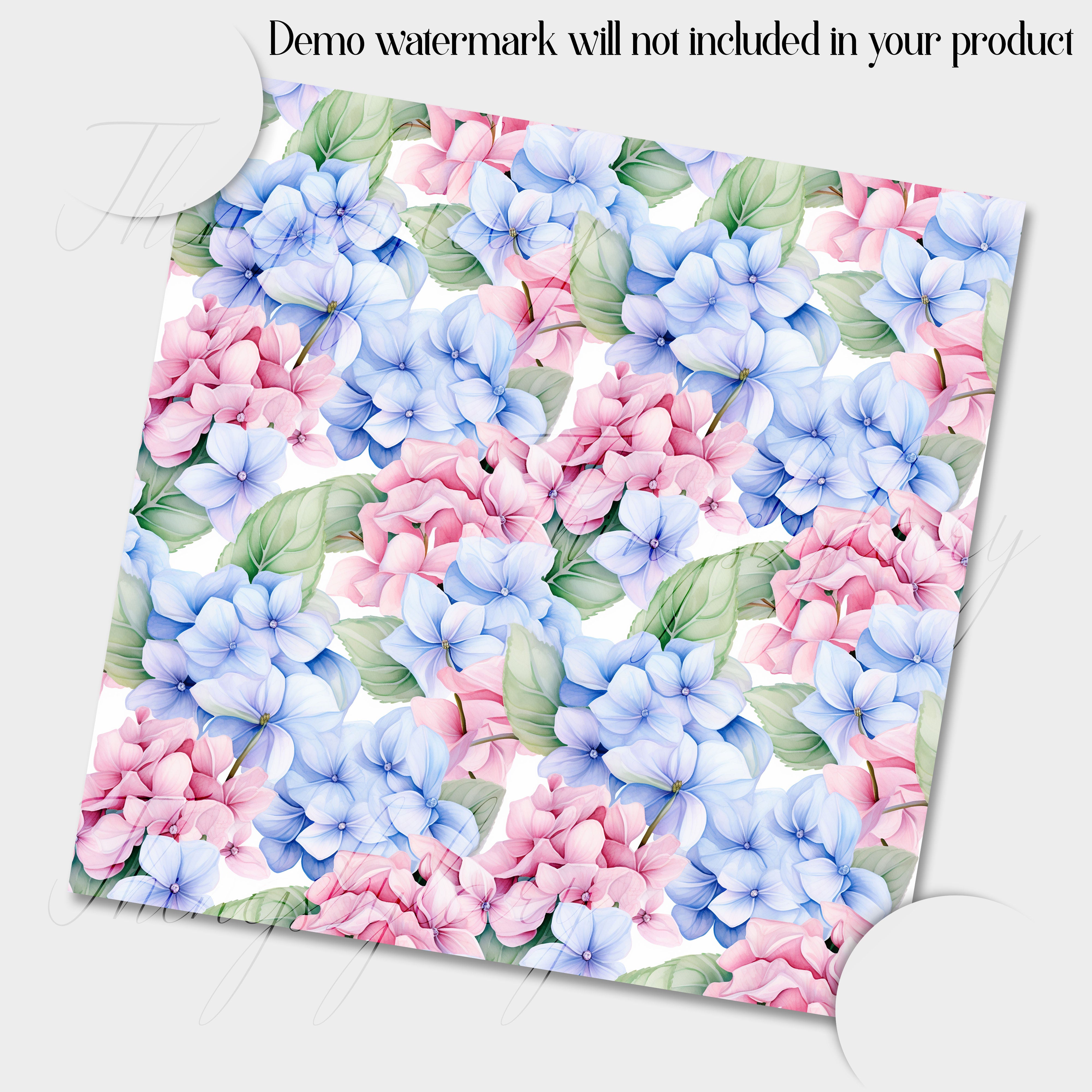 20 Seamless Watercolor Hydrangea Flowers Garden Digital Papers