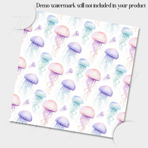 20 Seamless Watercolor Jellyfish Ocean Creatures Digital Papers