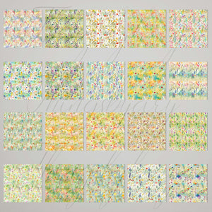 20 Seamless Watercolor Meadow Wildflowers Digital Papers