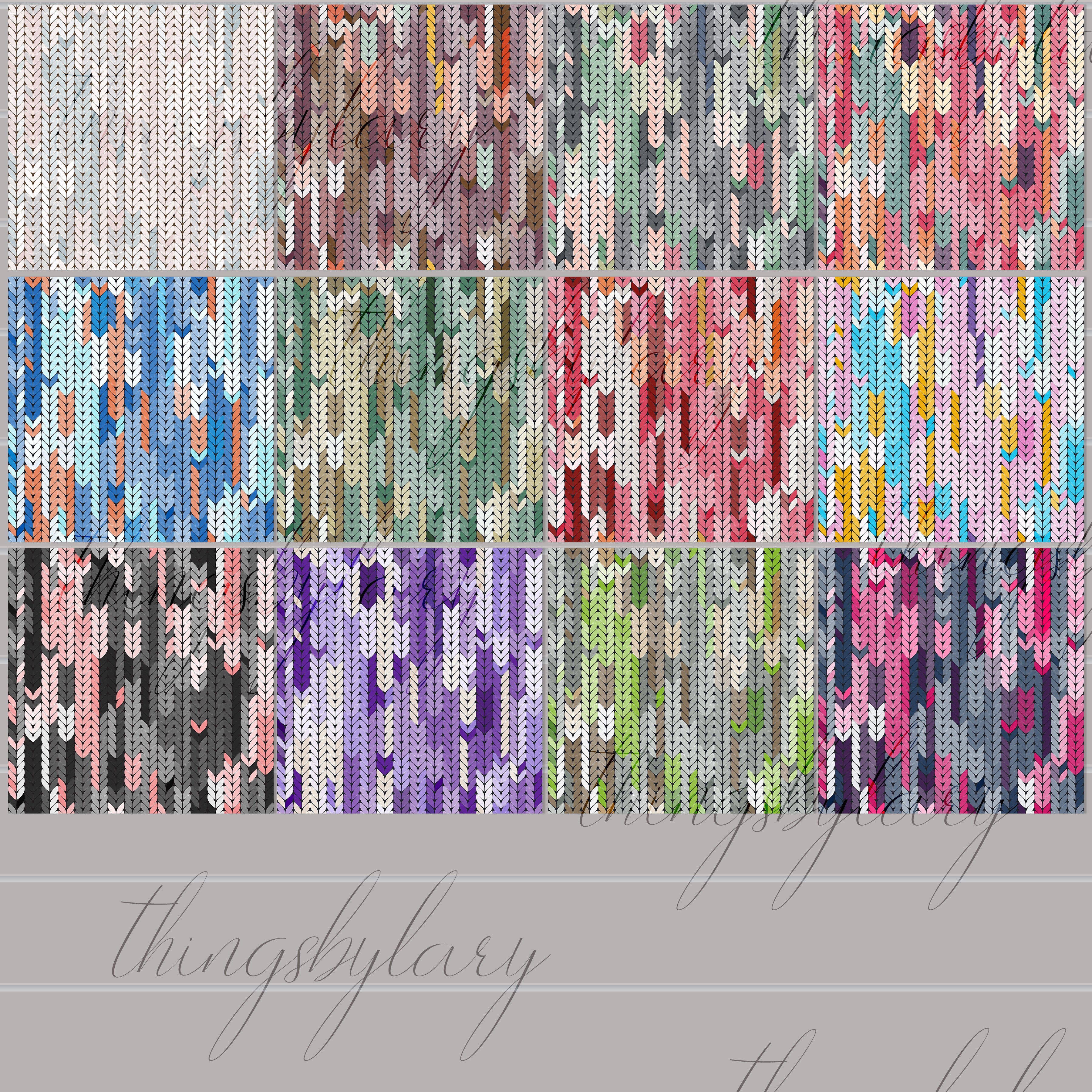 24 Seamless Ombre Gradient Knitting Pattern Digital Papers